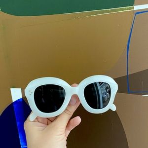 Celine Lola White Round Sunglasses